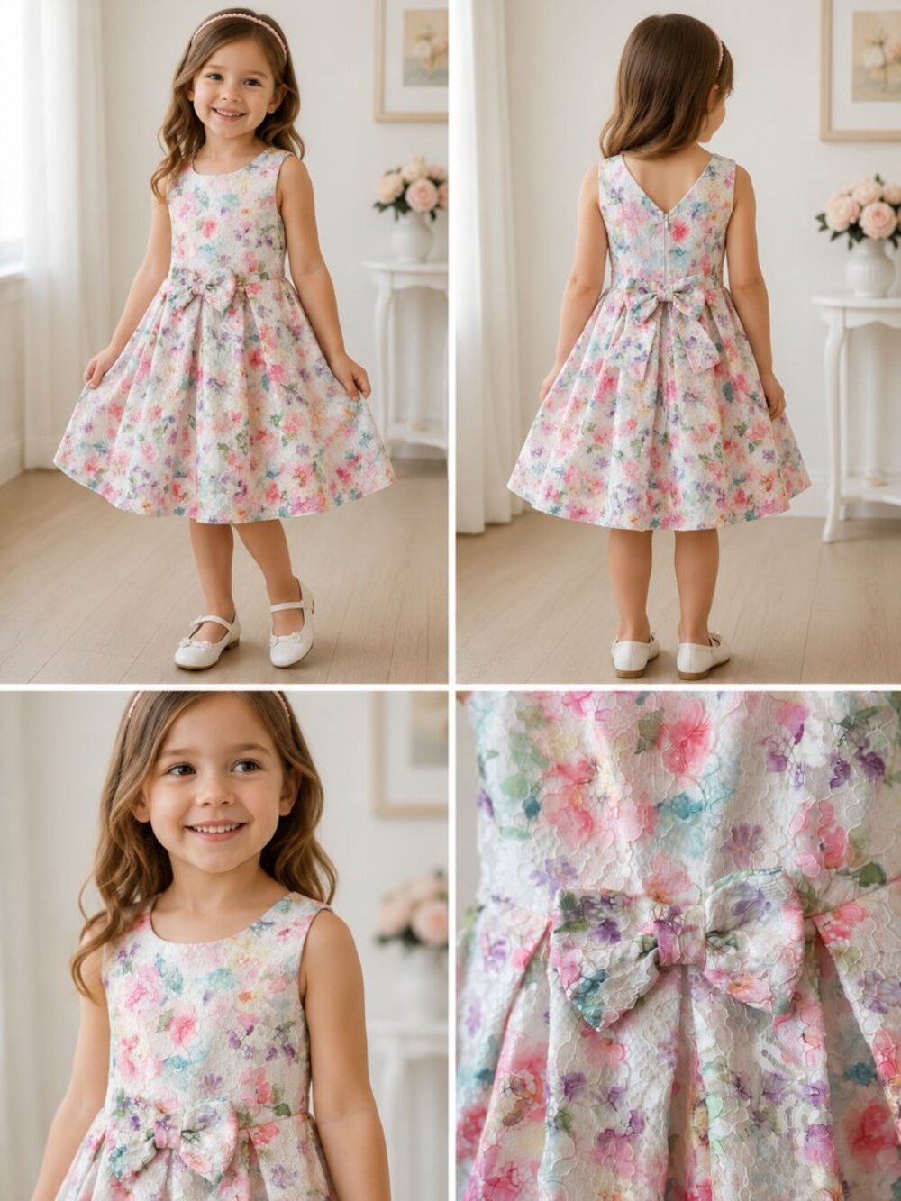 Bonnie Jean Girls Floral Party Dress Size 5T - Picture 2 of 9